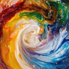 Vibrant Swirling Colors Creating Abstract Patterns in Liquid Art