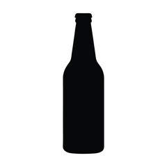 Simple Black Silhouette of a Beer Bottle Minimalist Vector Art for Design. Adobe Illustrator Artwork