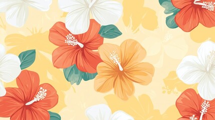 Beautiful Hibiscus Floral Pattern Background
