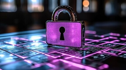 A secure padlock resting on a computer keyboard representing cybersecurity concepts