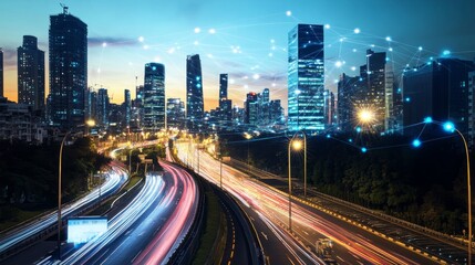 Obraz premium Optimizing wireless networks in connected cities enhancing urban living through smart technology