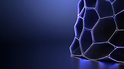 Abstract Hexagonal Structure with Neon Glow on Dark Background for Modern Design Concepts