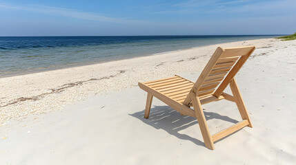Art Tropical paradise beach with a sun-lounger facing the blue sea  