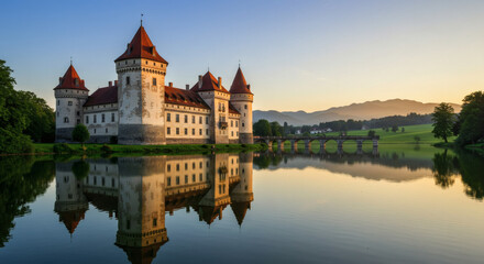Fototapeta premium castle in the evening