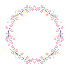 Pink Floral Wreath with Soft Pastel Leaves Delicate Botanical Frame