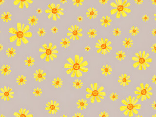 Seamless Yellow Daisy Pattern on Pastel Background
