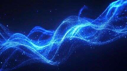 Fototapeta premium A blue wave of light with a lot of sparkles