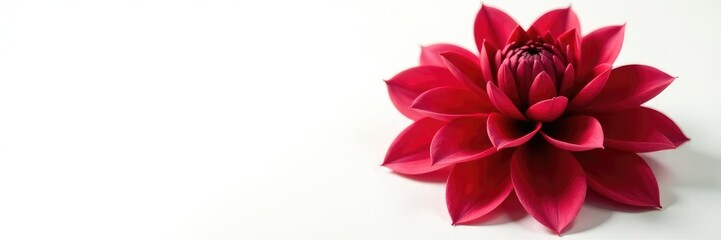 Fototapeta premium Delicate petals of garnet red dahlia on white, , White Background
