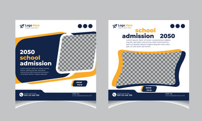 Obraz premium School admission Facebook cover page layout & kids web banner template design set 