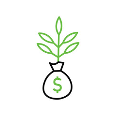 Investment, finance, money bag fully editable vector icons