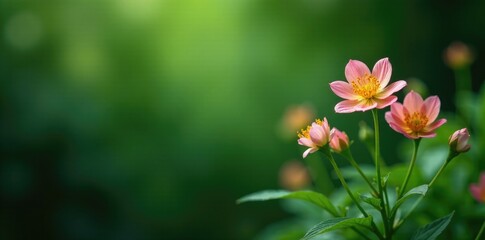 Obraz premium elegant flowers against a lush green backdrop, green, botany