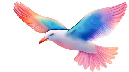 Obraz premium Soaring Seagull in Pastel Colors with Delicate Watercolor Texture