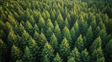 Obraz premium Aerial view showcasing a lush forest beneath a solitary plane soaring through the clear blue sky, highlighting nature's beauty and aviation marvel.