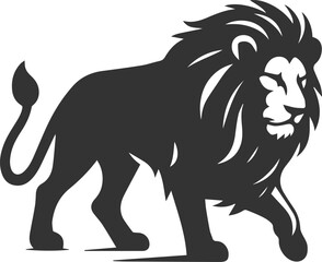 A lion slowly walking with drooping eyes vector animal silhouette