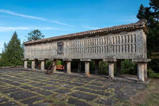 Encantador h&oacute;rreo no Pazo de Louriz&aacute;n, um tesouro cultural em Pontevedra, Espanha