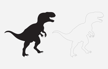 Dinosaur silhouette vector art Illustration Isolated on white background
