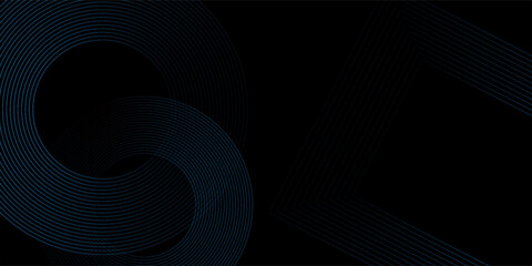 Abstract glowing geometric lines on dark background. Elegant shiny blue rounded lines pattern. Modern futuristic graphic. Suit for poster, banner, brochure, modern arts