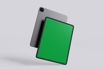 Tablet with green screen for mockup template