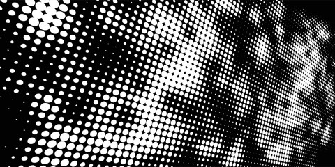 Abstract grunge grid polka dot halftone background pattern. Spotted black and white line illustration.
