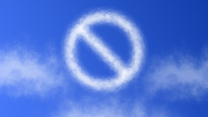 A stop sign, icon, or symbol with a cloud effect appearing in the blue sky, representing caution, rules, and traffic control