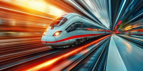 Fototapeta premium Modern train showcasing high-speed capabilities 