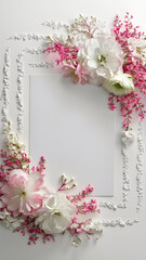 Copy space Floral invitation Card design , greeting cards elegant wonderful 3d  style. Colorful spring flower with white background, space for text.