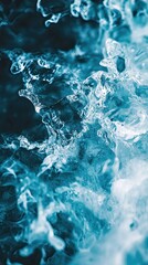 Obraz premium A blue and white image of water with smoke in the background