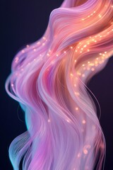Obraz premium Bright and vibrant hair strands flow with captivating colors and gentle illumination, showcasing a creative approach to hair care and styling techniques