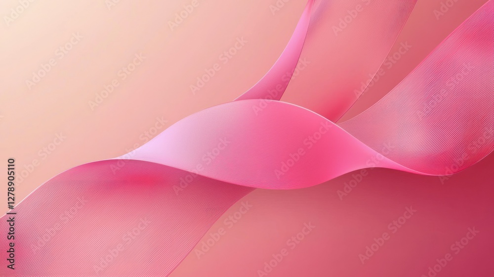 Poster A flat design of a pink ribbon vector with clean lines and a soft gradient. 
