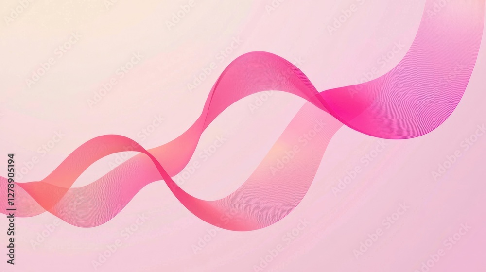 Poster A flat design of a pink ribbon vector with clean lines and a soft gradient. 