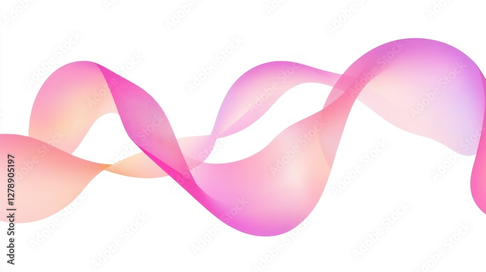 Poster A flat design of a pink ribbon vector with clean lines and a soft gradient. 