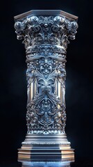 Ornate Silver Column Architectural Design Masterpiece