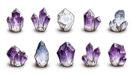 Stunning Collection of Amethyst Crystals with Unique Shapes and Vibrant Colors