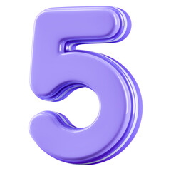 3D Purple Number 5