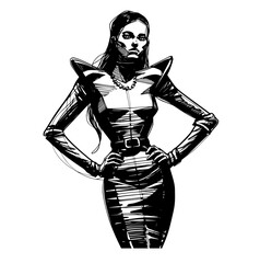 Fototapeta premium Stylish fashion models. Pretty young girls. Fashion girls Sketch 