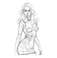 Stylish fashion models. Pretty young girls. Fashion girls Sketch
