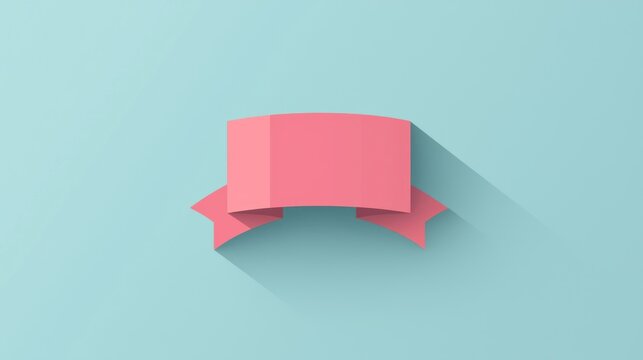 A flat pink ribbon icon in a minimalist style, centered on a clean background. - Powered by Adobe