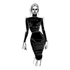 Stylish fashion models. Pretty young girls. Fashion girls Sketch
