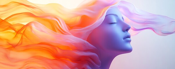 A concept art of intelligence and creativity fusing as a holographic sculpture