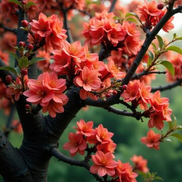 the trunk and branches of a flowering tree are covered in jambo flowers, nature, flowers, foliage