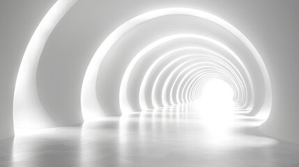 Obraz premium Serene Abstract Corridor with Soft Illumination and Curved Architectural Lines