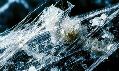 Detailed close-up view of chrysotile fibers under a microscope.