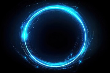 Obraz premium Eye-catching blue light effects creating a round text placeholder.