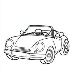 Classic Convertible Car Outline for Coloring Pages