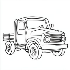 Fototapeta premium Classic Pickup Truck Line Art Illustration