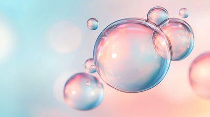 Delicate bubbles float gracefully against a pastel backdrop, emphasizing the essence of hair care products and their nourishing effects on hair health