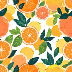 Citrus Burst: A Vibrant Pattern of Oranges, Lemons, and Grapefruits