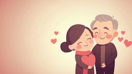 Elderly Couple Love. A Sweet Old Couple Sharing A Love. Valentine'S Day And Love Concept.