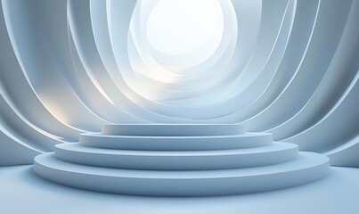 Obraz premium Sophisticated Modern Abstract Background with Layered White Geometric Shapes and Subtle Shadows for Professional Graphics and Design Projects