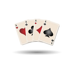 Casino playing cards. Diamonds, Hearts, Clubs, Spades on a white background